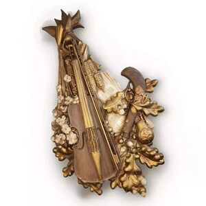 Vintage Syroco Antique Violin Flowers Flintlock Pistol Wall Hanging Decore